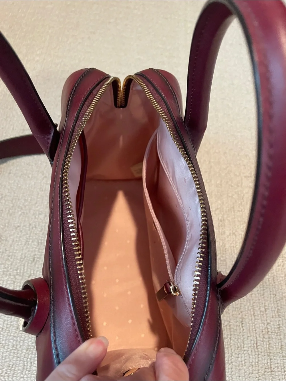 kate spade Burgundy Leather Top-Handle Satchel with Tassel